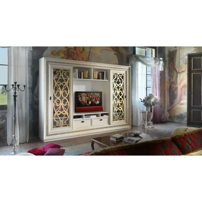 TV-szekrény, 2 ajtós, 2 fiókkal, áttört díszítéssel – Morello 3157