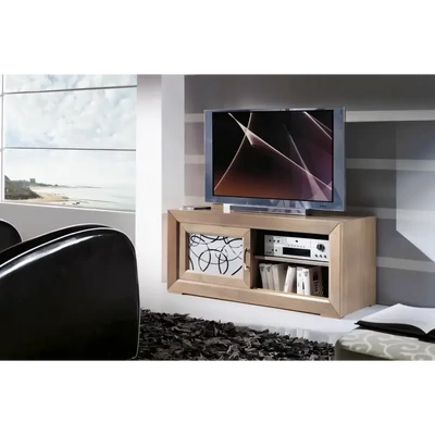 TV-szekrény, 1 tolóajtós, homokfúvott, díszített üveggel – Morello 3305