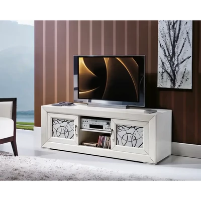 TV-szekrény, 2 tolóajtós, homokfúvott, díszített üveggel – Morello 3306