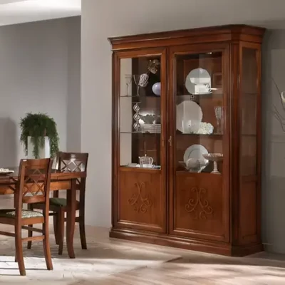 Vitrines szekrény, 2 ajtós, díszített – Morello 2117