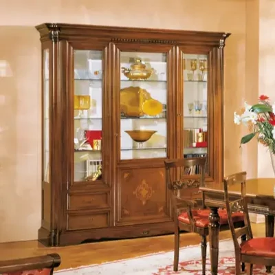 Vitrines szekrény, 2 ajtós, 4 fiókkal, intarziás – Morello 2121