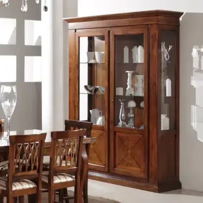 Vitrines szekrény, 2 ajtós, intarziás – Morello 2145