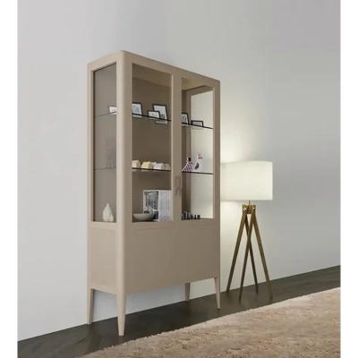 Vitrines szekrény, 2 ajtós, bordázott díszítéssel – Morello 2708