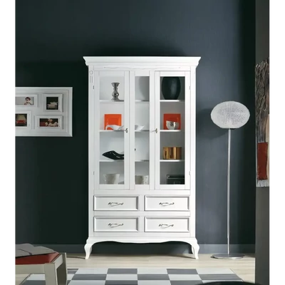 Vitrines szekrény, 2 ajtós, 4 fiókkal, provanszi stílusú – Morello 2986