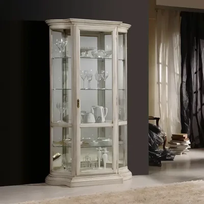 Vitrines szekrény, 1 ajtós, fa vagy tükrös hátfallal – Morello 3018