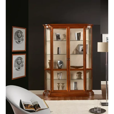 Vitrines szekrény, 2 ajtós, kárpitozott hátfallal – Morello 3022