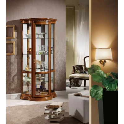 Vitrines szekrény, 1 ajtós, fa vagy tükrös hátfallal – Morello 3027