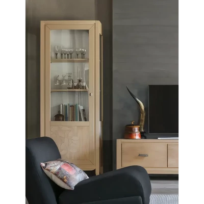 Display Cabinet, 1-Door, Right-Opening, Leaf Pattern Decoration – Morello 3160