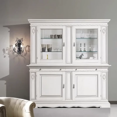 Vitrines tálalószekrény, 2+2 ajtós, 2 fiókkal – Morello 2705