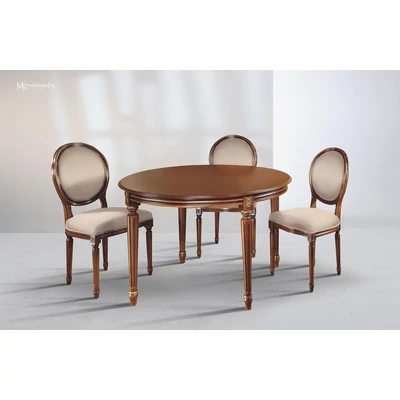 Louis XVI. style round dining table with tanganika wooden top