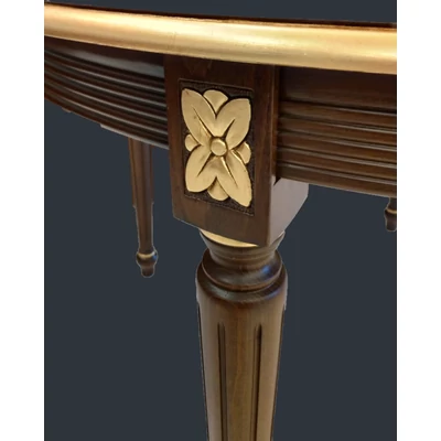 Louis XVI. style round dining table with tanganika wooden top