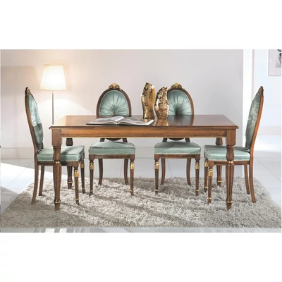 Cameo angular dining table with inlayed top