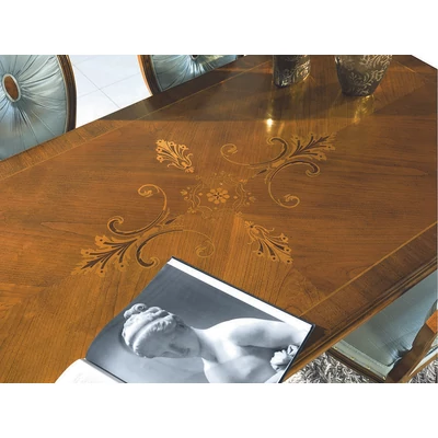 Cameo angular dining table with inlayed top