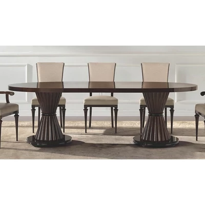 Sally oval dining table with tanganika wooden top, +50 cm extendable