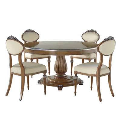 Queen round dining table with inlayed top