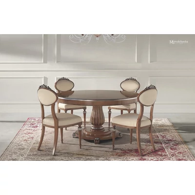 Queen round dining table with inlayed top