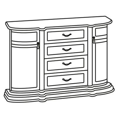 Florence Day 2-doors buffet chest of drawers - walnut