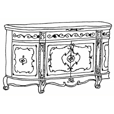 Versailles day 4-doors buffet chest of drawers - walnut