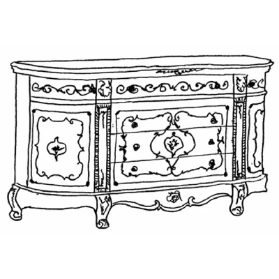 Versailles day 2-doors buffet chest of drawers 166x50,5 cm - walnut