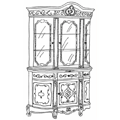 Versailles day 3-glass doors sideboard - walnut