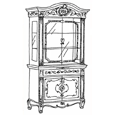 Versailles day 2-glass doors sideboard - walnut