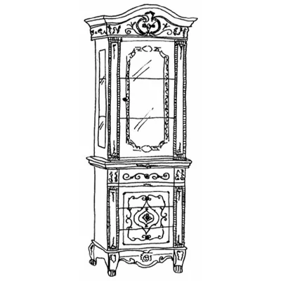 Versailles day 1-glass door sideboard with drawer - walnut