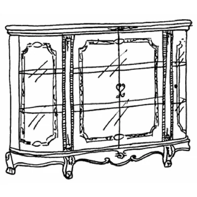 Versailles day 4-glass doors buffet chest of drawers - walnut