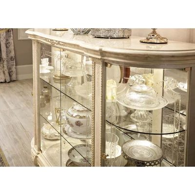 Versailles day 4-glass doors buffet chest of drawers - beige