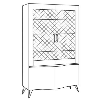 Emozioni Day 2-doors display cabinet with upholstered backing