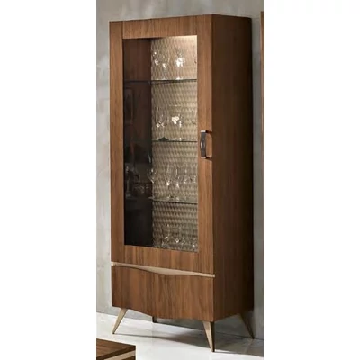 Emozioni Day 1-door display cabinet with upholstered backing (opening to the right or left)