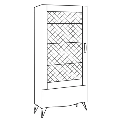 Emozioni Day 1-door display cabinet with upholstered backing (opening to the right or left)