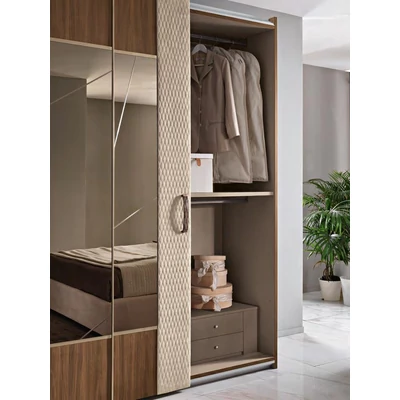 Emozioni Cabinet with 2 mirrored sliding doors with upholstered edge