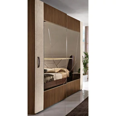 Emozioni Cabinet with 2 mirrored sliding doors with upholstered edge