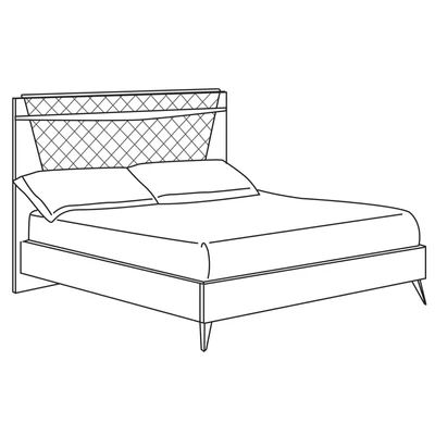 Emozioni Double bedstead with upholstered headboard and wooden sides