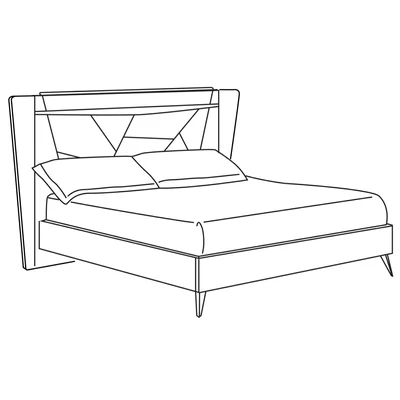 Emozioni Double bedstead with upholstered headboard and wooden sides