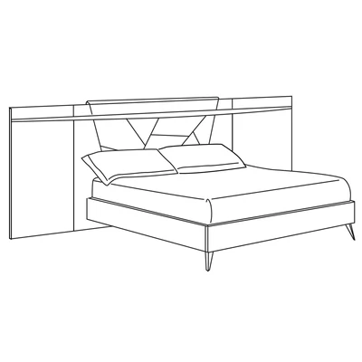 Emozioni Double bedstead with upholstered headboard and wooden sides, with panel