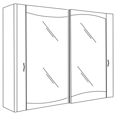 Diadema Cabinet with 2 mirrored sliding doors without Swarovski crystals, height: 225 cm