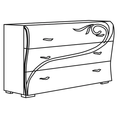 Diadema Chest of drawers with white glass top without Swarovski crystals