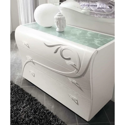 Diadema komód üvegtetővel és ezüst színű díszítéssel, Swarovski kristályok nélkül