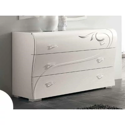 Diadema Chest of drawers with glass top and silver decoration with Swarovski crystals