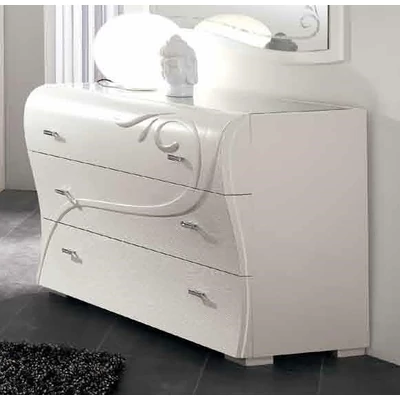 Diadema Chest of drawers with glass top and silver decoration with Swarovski crystals