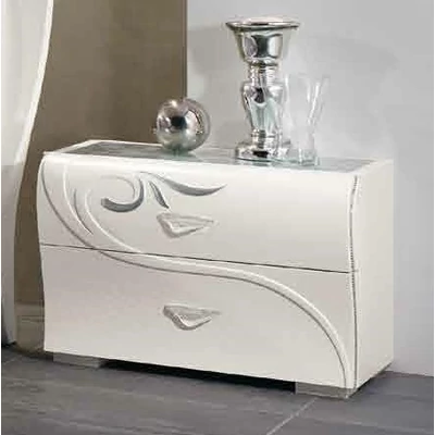 Diadema Night table with glass top and silver decoration without Swarovski crystals