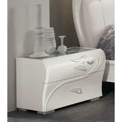 Diadema Night table with glass top and silver decoration without Swarovski crystals