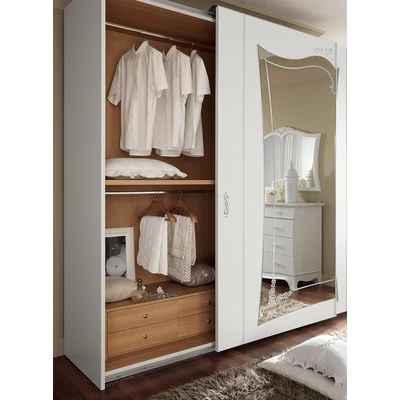 Giulia Cabinet with 2 mirrored sliding doors without Swarovski crystals