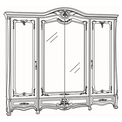 Sovrana 4-doors cabinet, with 2 mirrored doors - walnut, height: 261 cm