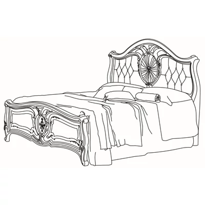 Sovrana Double bedstead with capitonné padded headboard, without Swarovski crystals - walnut