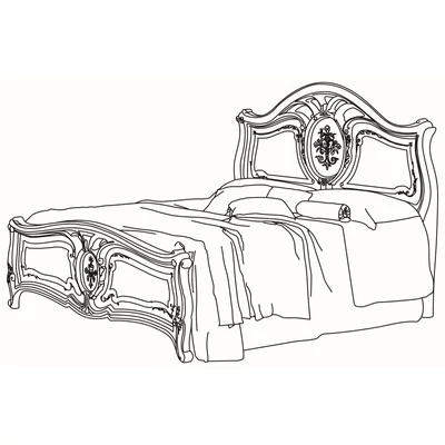 Sovrana Double bedstead with wooden headboard - walnut