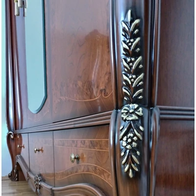 Sovrana 4-doors cabinet, with 2 mirrored doors - walnut, height: 261 cm