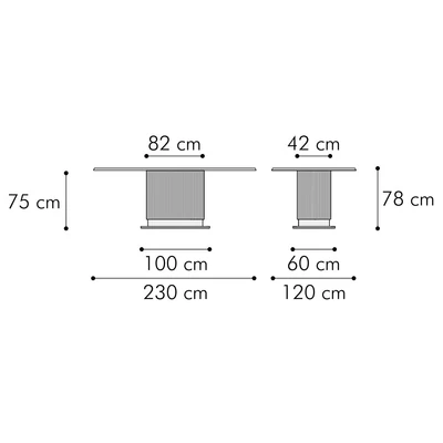 FUTURE Dining table with glass top 230x120 cm