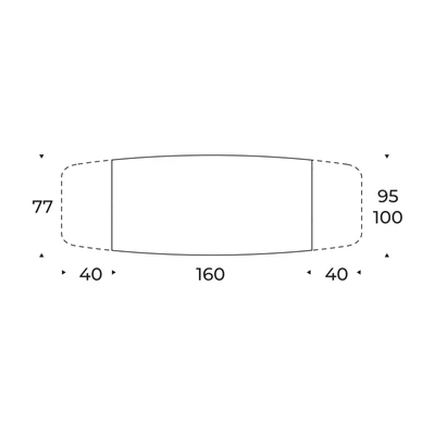 Baltik étkezőasztal – Up rendszerrel bővíthető; íves változat méretei